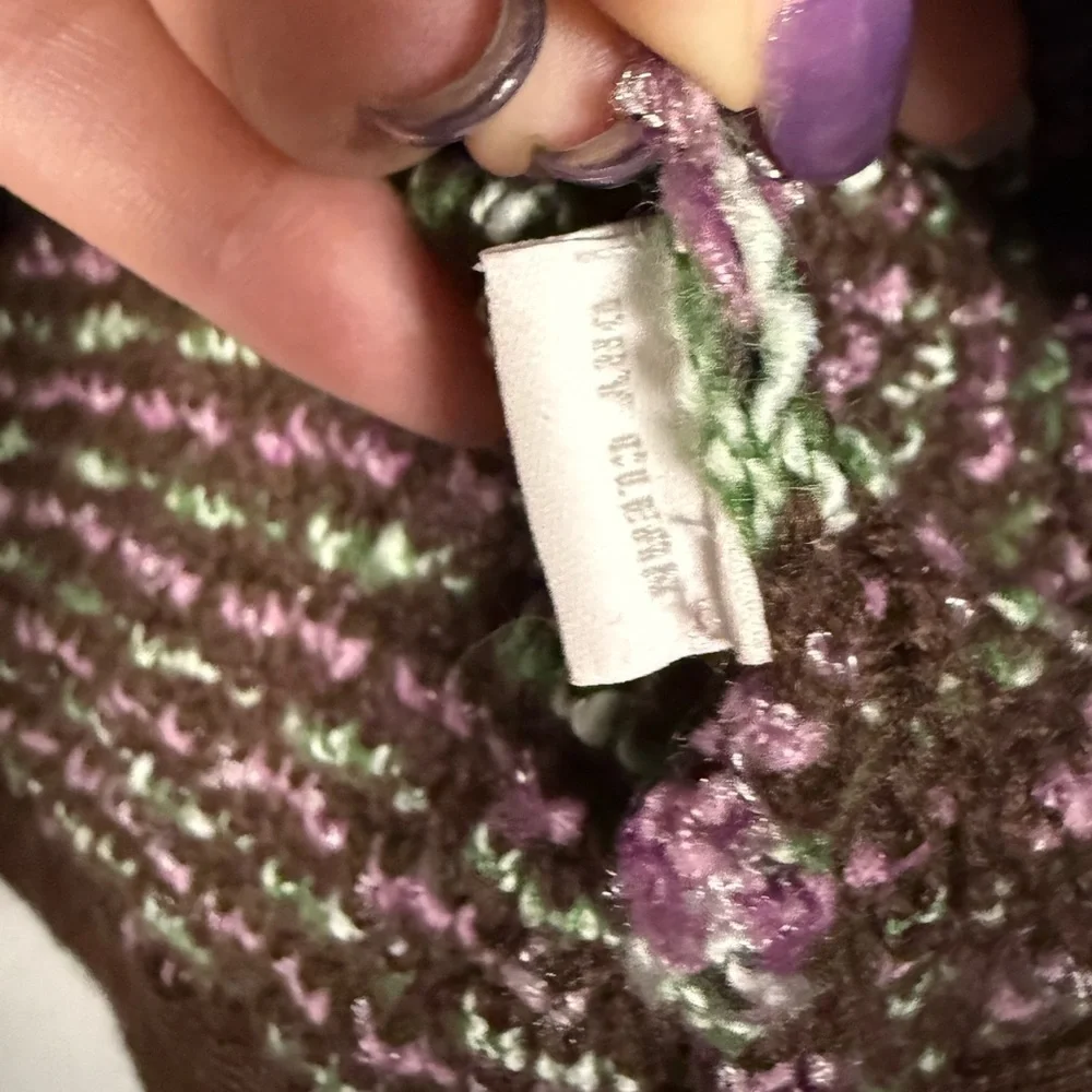 Charter Club Knit Brown Purple Green Textured Blazer Jacket Medium